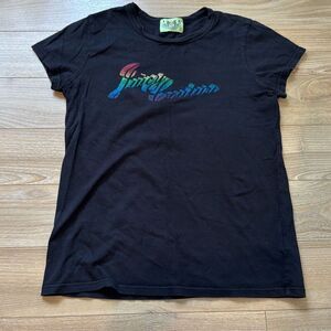 Vintage Juicy Couture Black Rainbow Graphic Puff Short Sleeve T-shirt size large